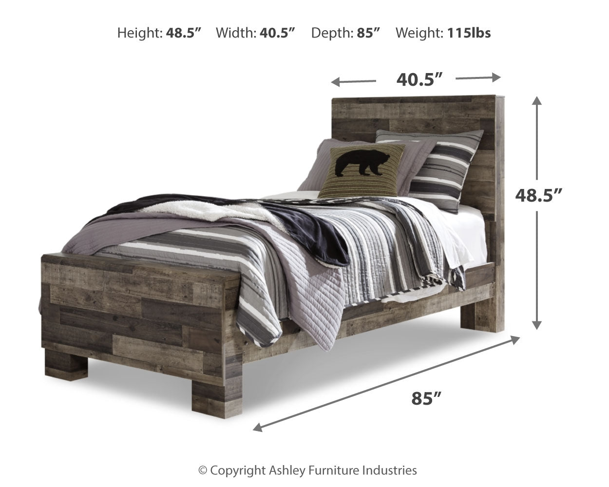 Derekson Multi Gray Twin Panel Bed and Chest - B200B66