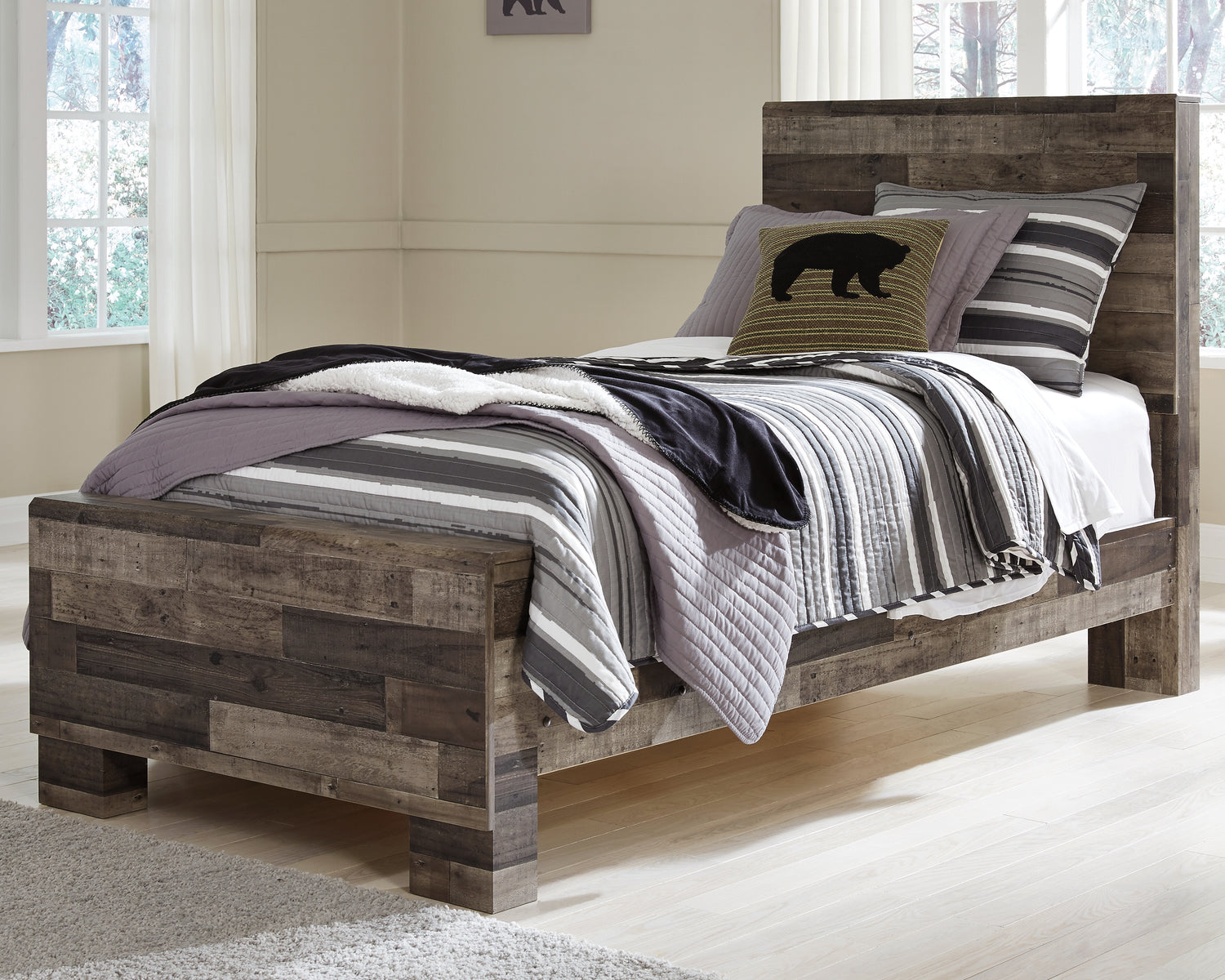 Derekson Multi Gray Twin Panel Bed and Chest - B200B66