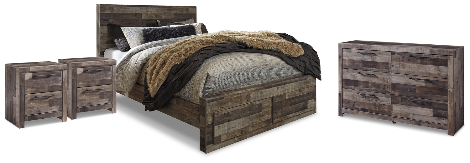 Derekson Queen Panel Storage Bed, Dresser and 2 Nightstands - B200B82