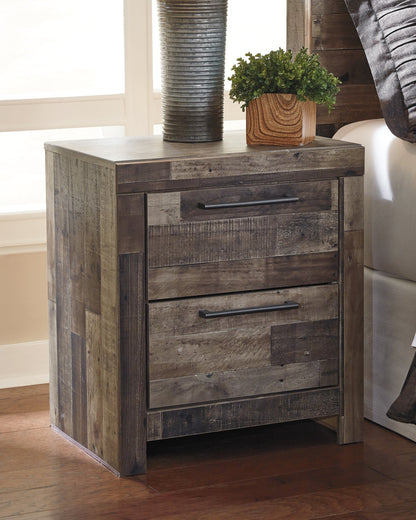Derekson Twin Panel Bed with Mirrored Dresser, Chest and 2 Nightstands in Multi Gray from Ashley - Luna Furniture