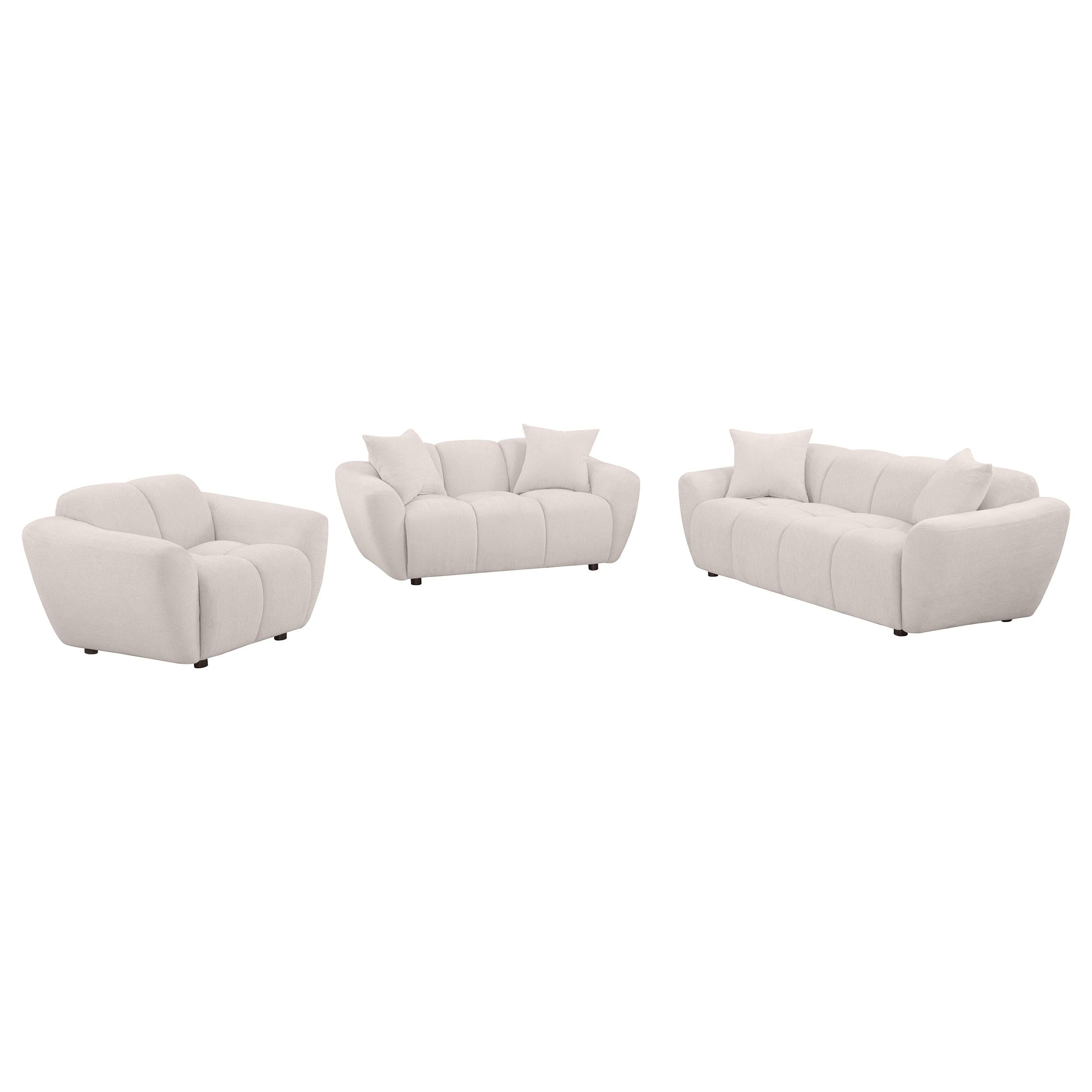 Destino 3-piece Chenille Splayed Arm Sofa Set Greige - 509301-S3