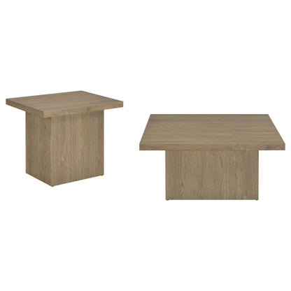 Devar 2-piece Square Cocktail Coffee End Table Set Latte - 710918-S2