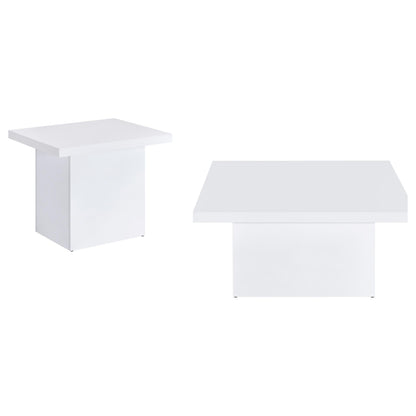 Devar 2-piece Square Coffee End Table Set White High Gloss - 710898-S2
