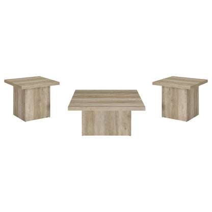 Devar 3-piece Square Coffee End Table Set Distressed Pine - 710878-S3