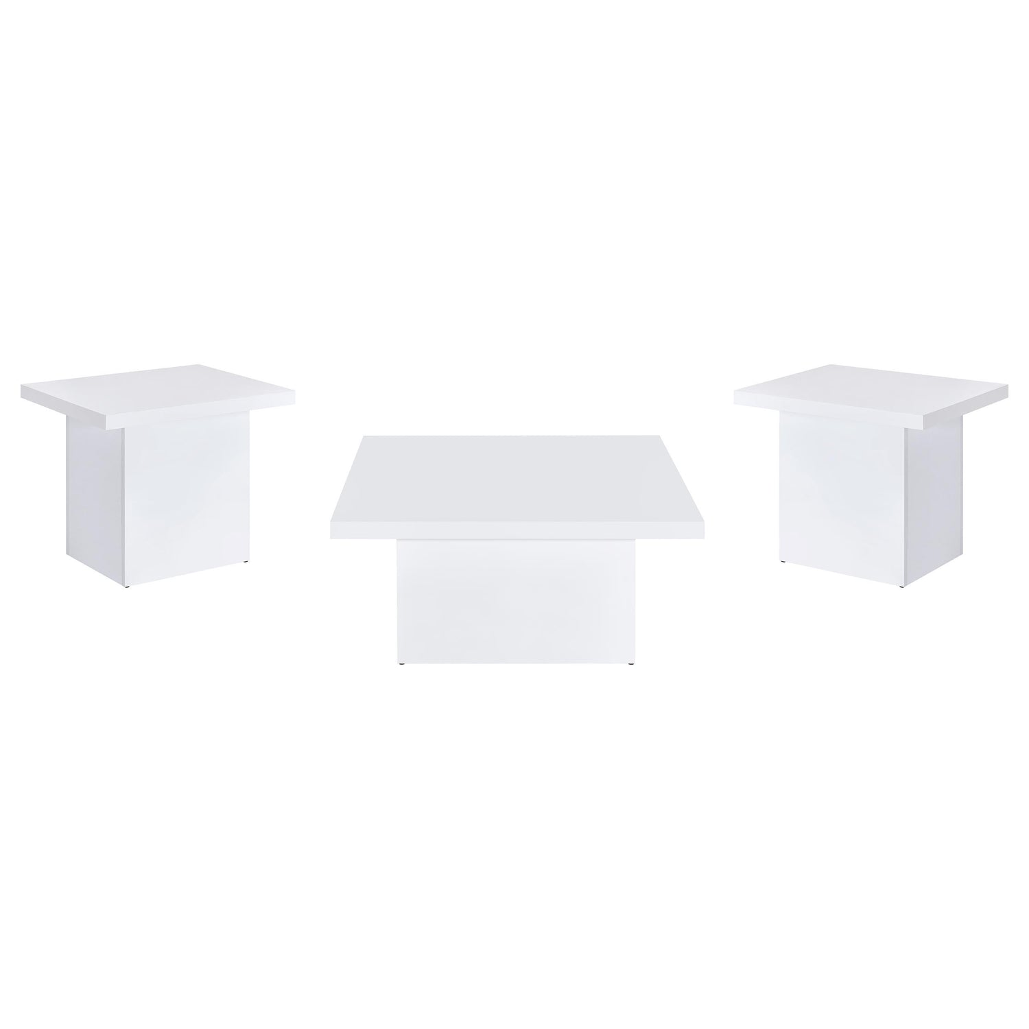Devar 3-piece Square Coffee End Table Set White High Gloss - 710898-S3