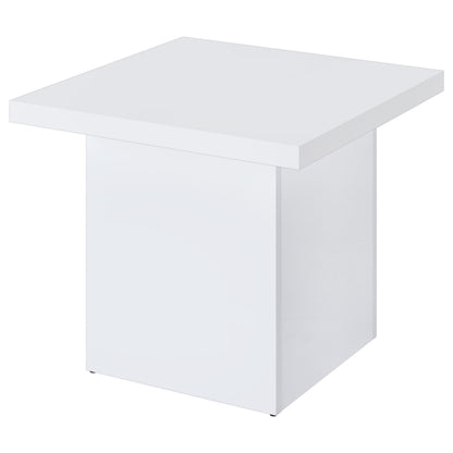 Devar 3-piece Square Coffee End Table Set White High Gloss - 710898-S3