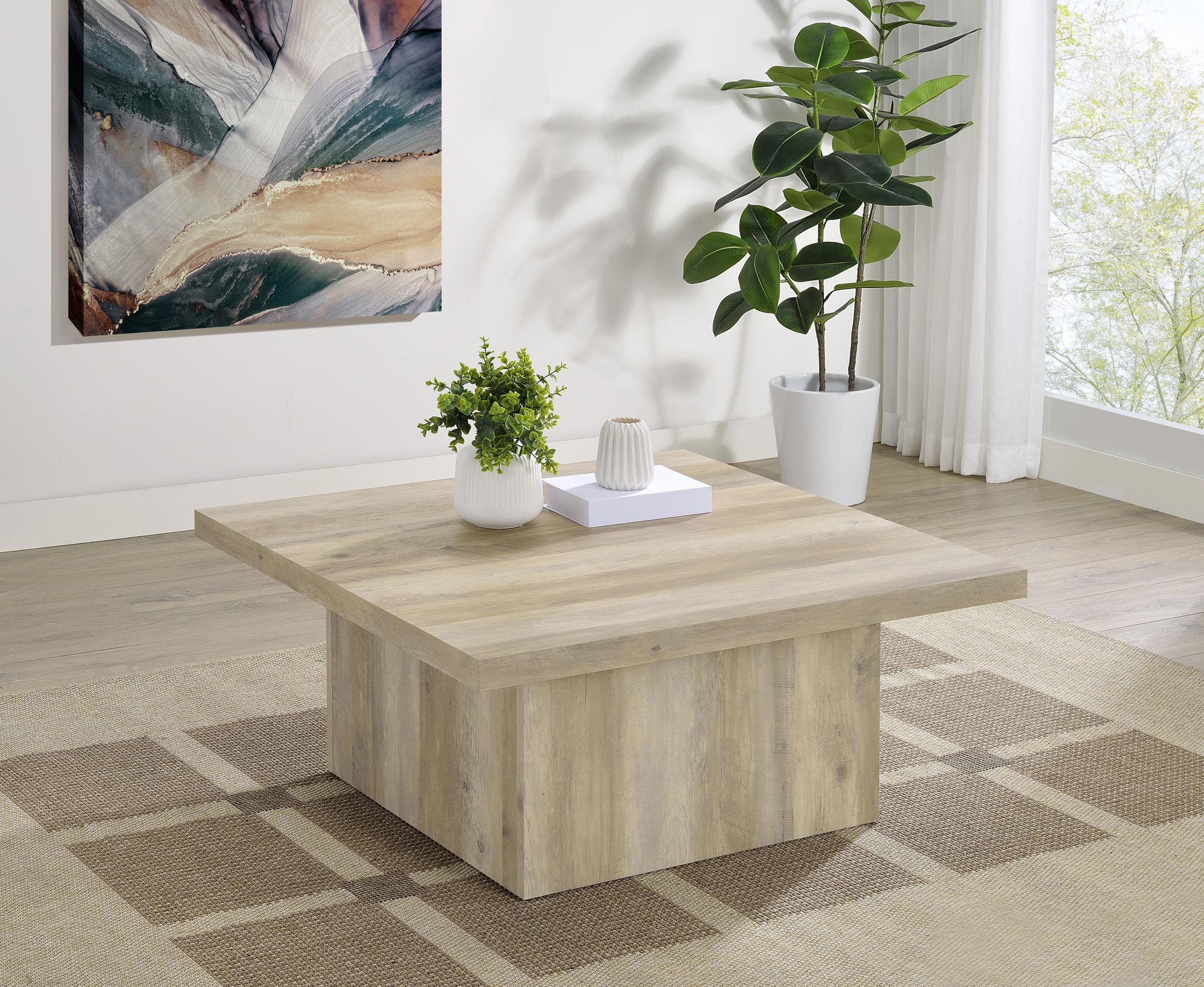 Devar Square Engineered Wood Coffee Table Distressed Pine - 710878