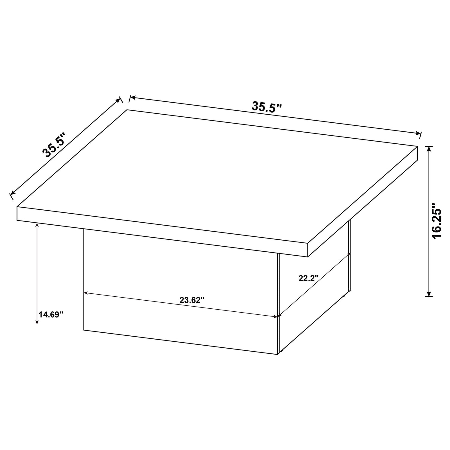 Devar Square Engineered Wood Coffee Table White High Gloss - 710898