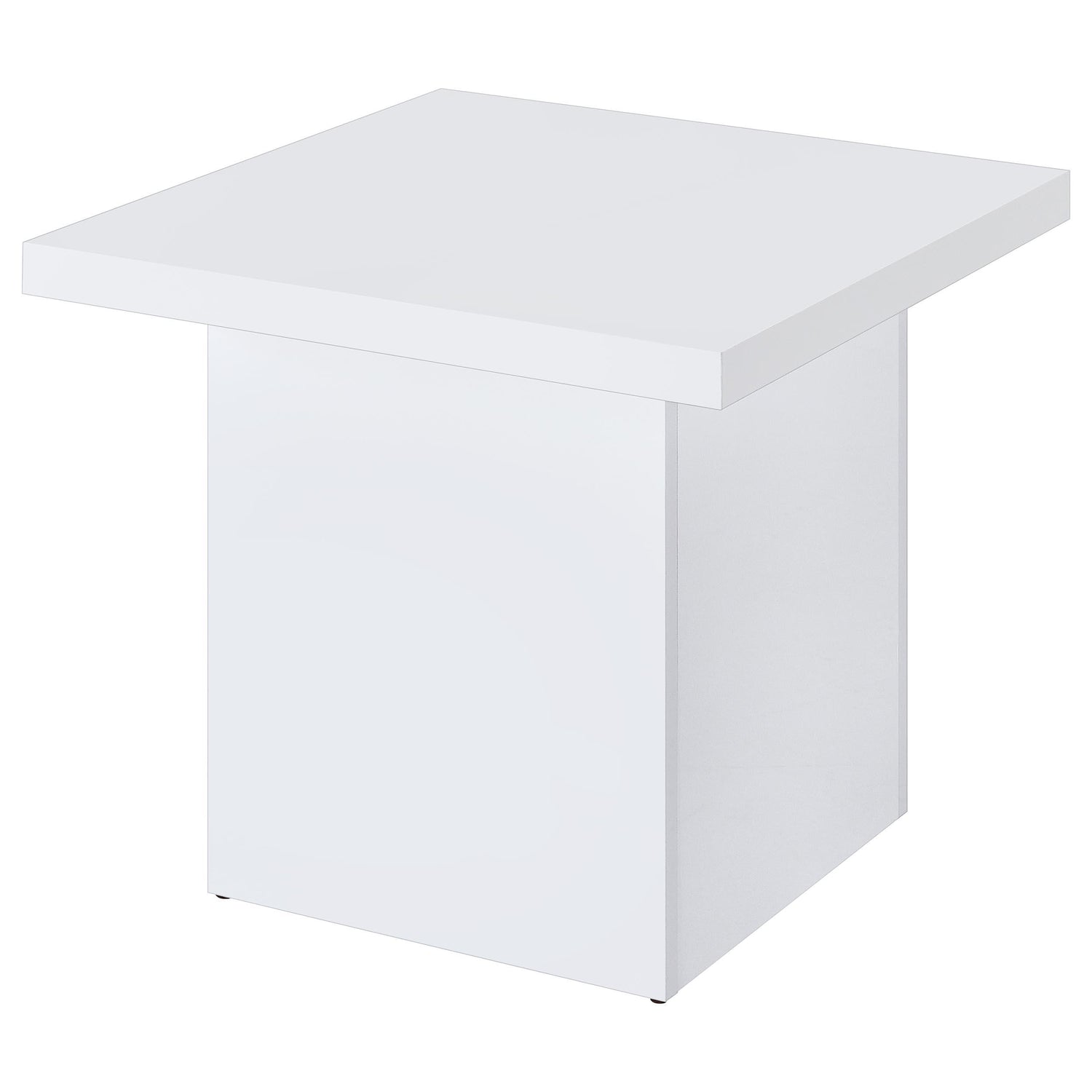 Devar Square Engineered Wood Side End Table White High Gloss - 710897