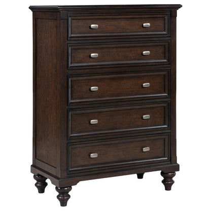 Devon 5-piece Eastern King Bedroom Set Wine Red and Dark Oak - 360341KE-S5