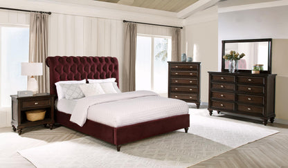 Devon 5-piece Queen Bedroom Set Wine Red and Dark Oak - 360341Q-S5