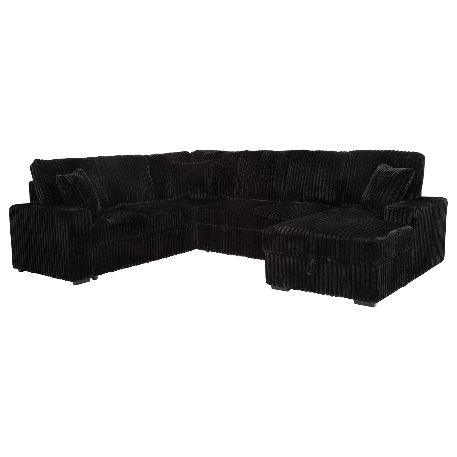 Devonshire Sleeper Sectional Sofa Storage Chaise Black - 511049