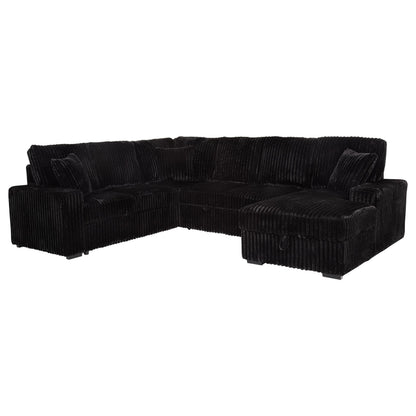 Devonshire Sleeper Sectional Sofa Storage Chaise Black - 511049
