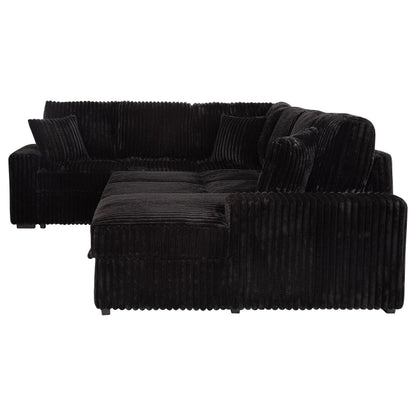 Devonshire Sleeper Sectional Sofa Storage Chaise Black - 511049