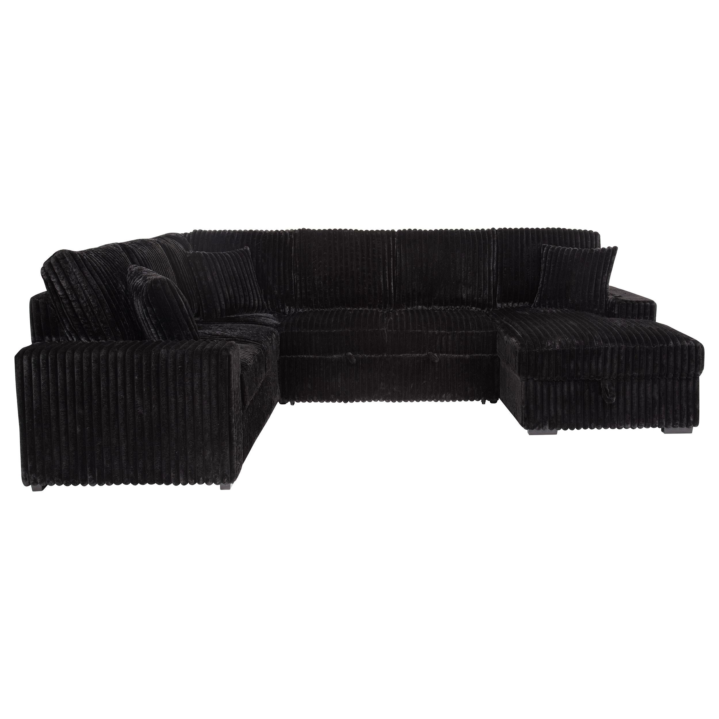 Devonshire Sleeper Sectional Sofa Storage Chaise Black - 511049