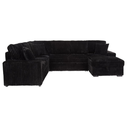 Devonshire Sleeper Sectional Sofa Storage Chaise Black - 511049