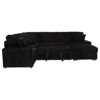 Devonshire Sleeper Sectional Sofa Storage Chaise Black - 511049