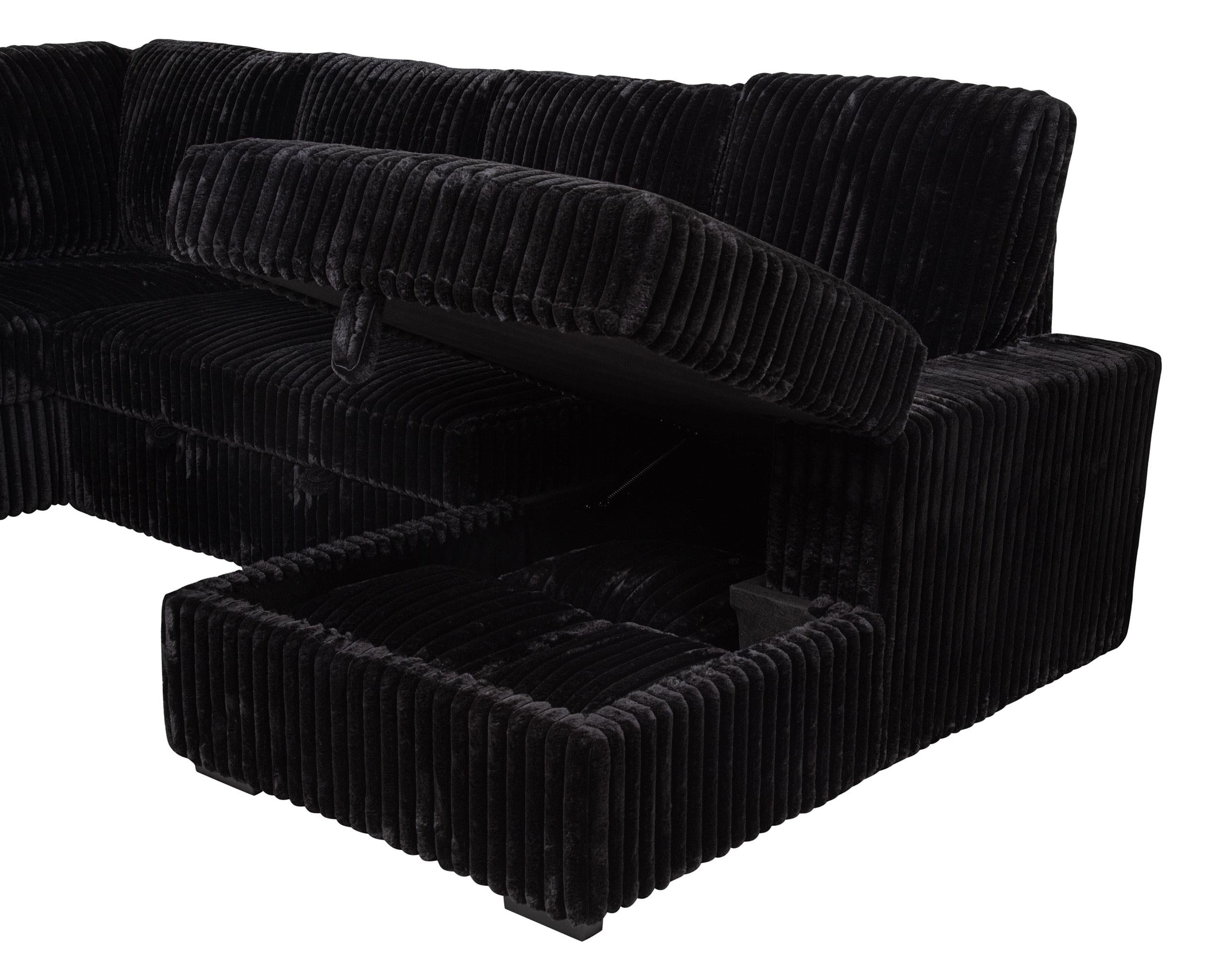 Devonshire Sleeper Sectional Sofa Storage Chaise Black - 511049
