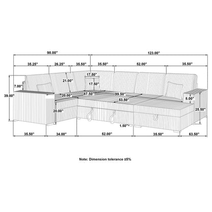 Devonshire Sleeper Sectional Sofa Storage Chaise Black - 511049