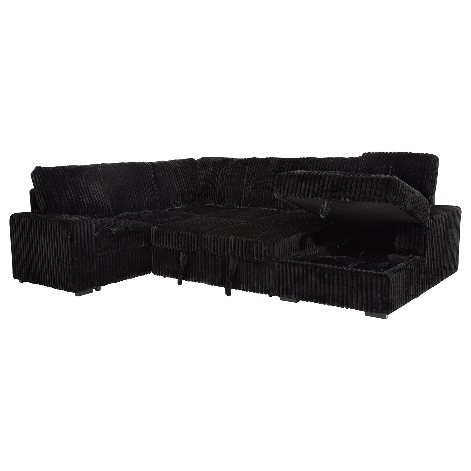 Devonshire Sleeper Sectional Sofa Storage Chaise Black - 511049