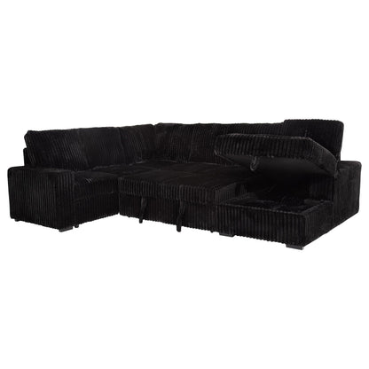 Devonshire Sleeper Sectional Sofa Storage Chaise Black - 511049