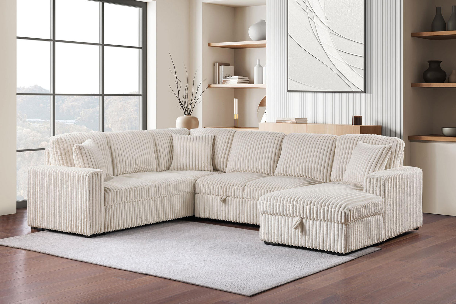Devonshire Sleeper Sectional Sofa Storage Chaise Camel - 501205