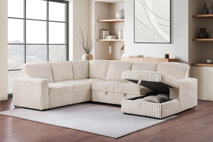 Devonshire Sleeper Sectional Sofa Storage Chaise Camel - 501205