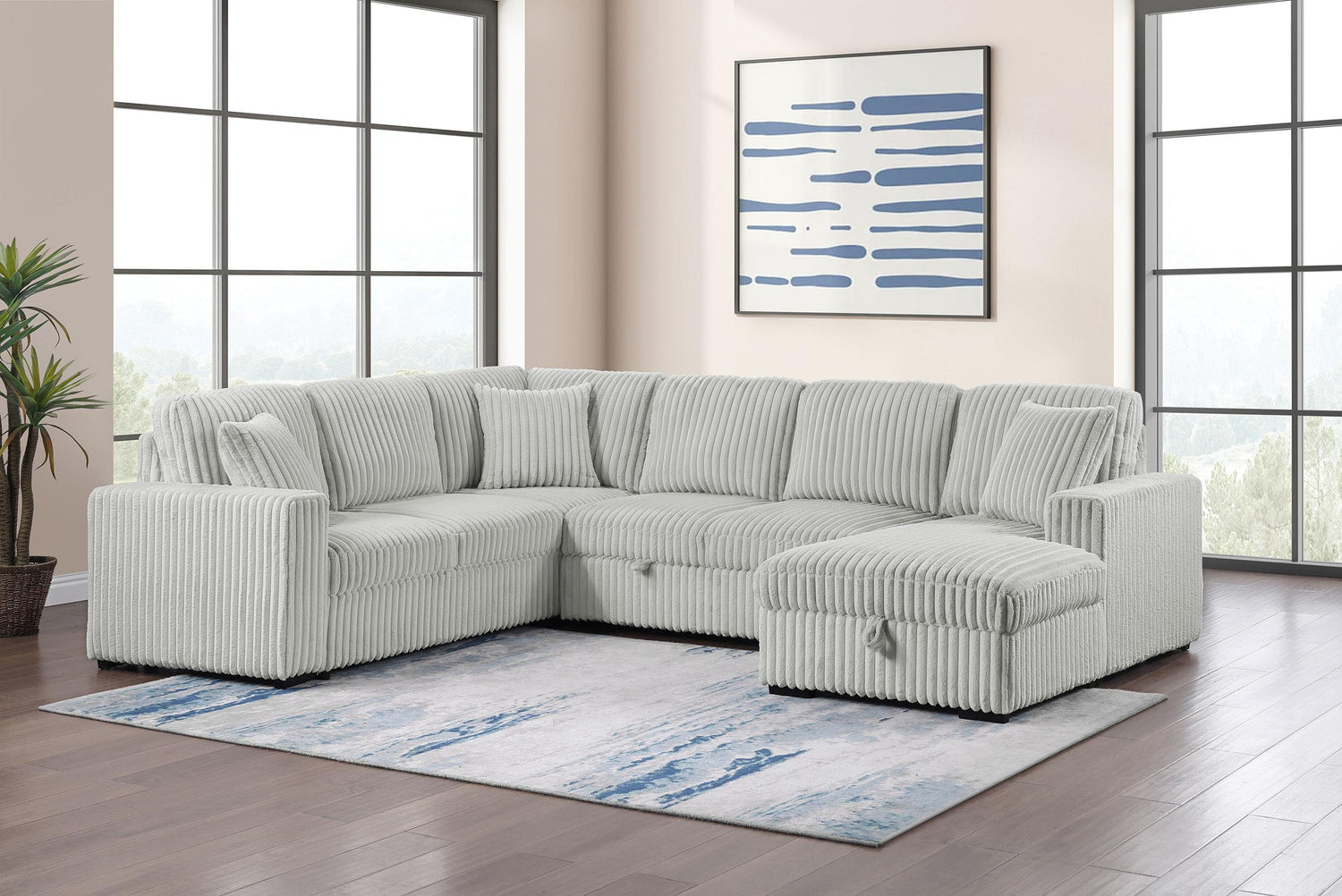 Devonshire Sleeper Sectional Sofa Storage Chaise Grey - 501208