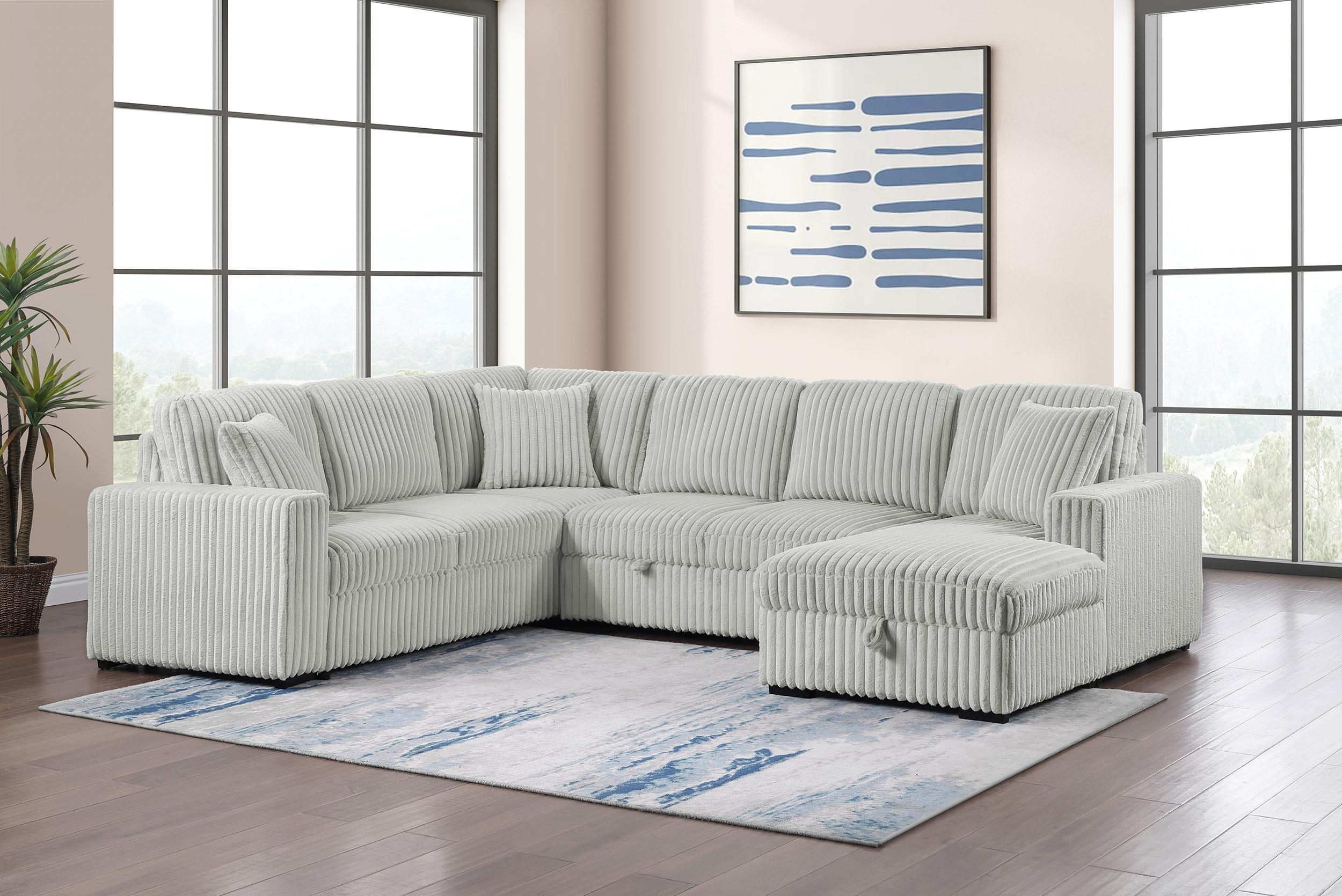 Devonshire Sleeper Sectional Sofa Storage Chaise Grey - 501208