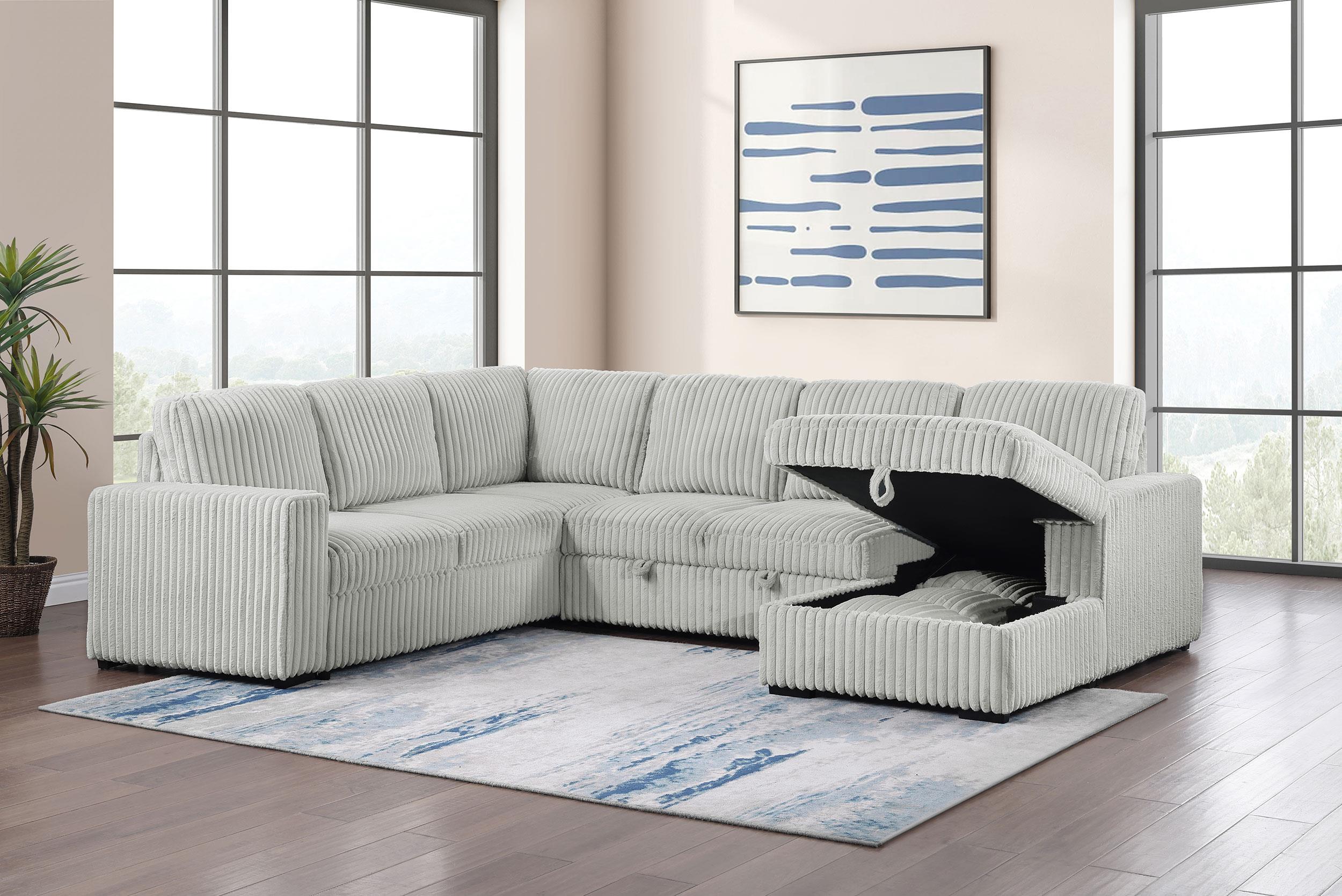 Devonshire Sleeper Sectional Sofa Storage Chaise Grey - 501208