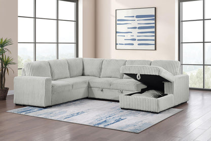 Devonshire Sleeper Sectional Sofa Storage Chaise Grey - 501208
