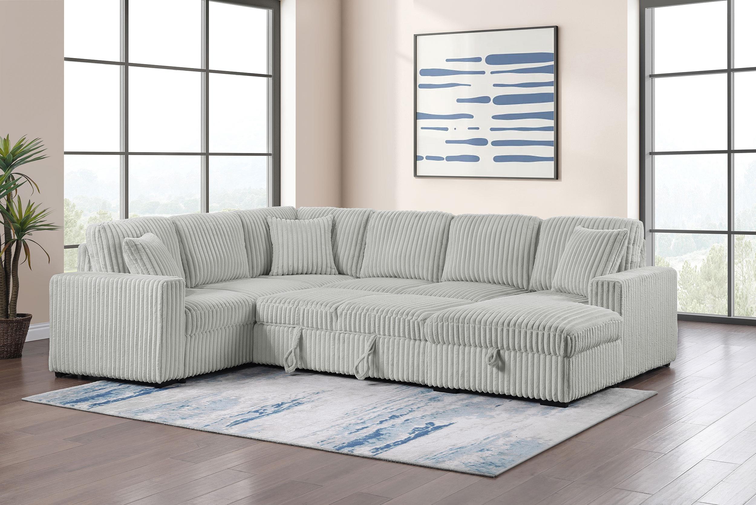 Devonshire Sleeper Sectional Sofa Storage Chaise Grey - 501208