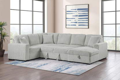 Devonshire Sleeper Sectional Sofa Storage Chaise Grey - 501208
