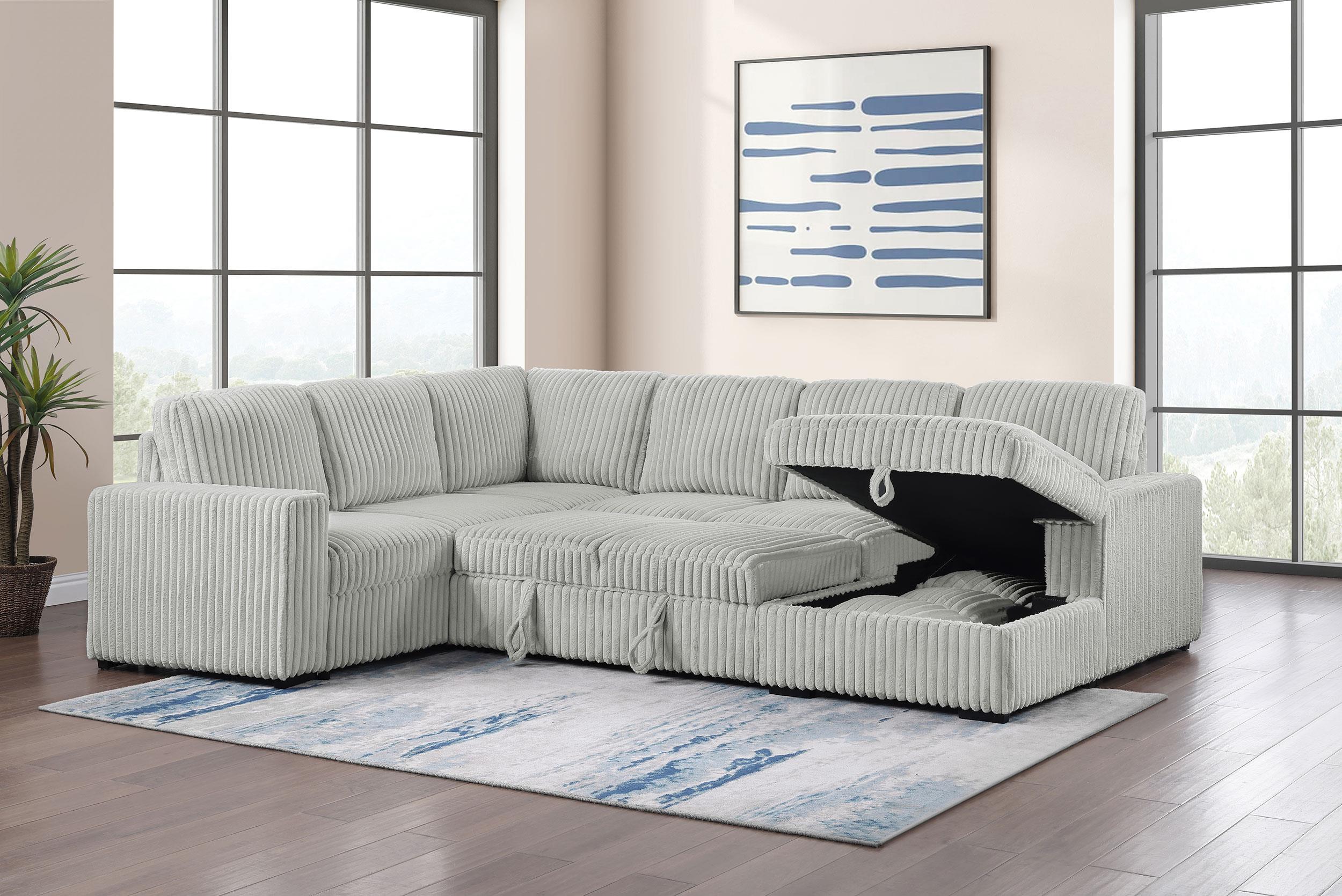 Devonshire Sleeper Sectional Sofa Storage Chaise Grey - 501208