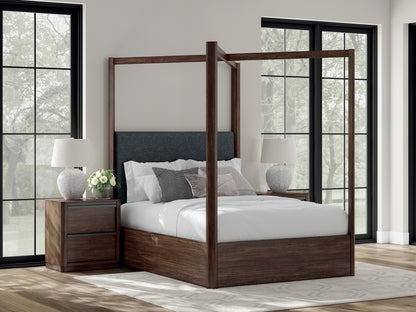 Dilenno Dark Brown Queen Canopy Bed - PCB857B2