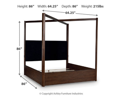 Dilenno Dark Brown Queen Canopy Bed - PCB857B2