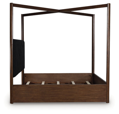 Dilenno Dark Brown Queen Canopy Bed - PCB857B2
