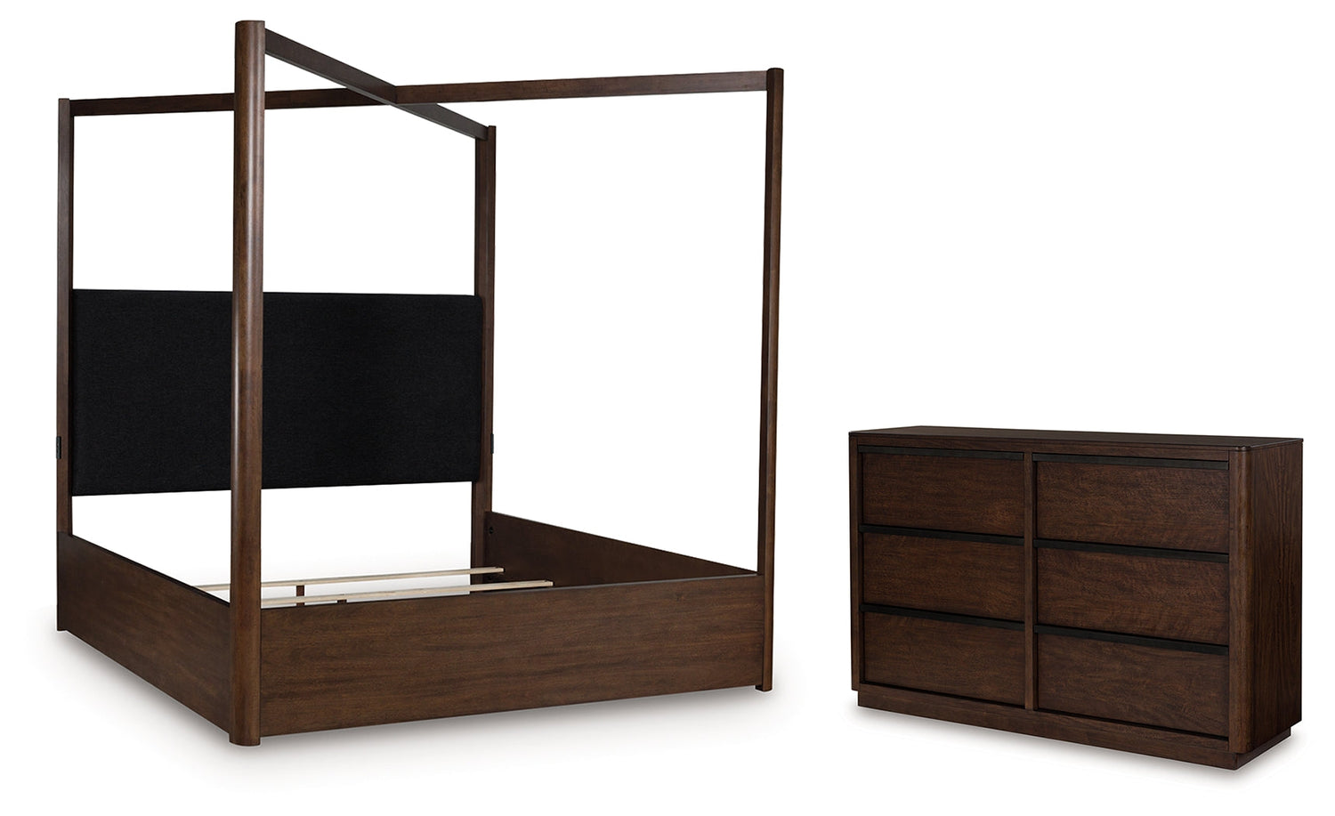 Dilenno Queen Canopy Bed with Dresser in Dark Brown from Ashley - Luna Furniture