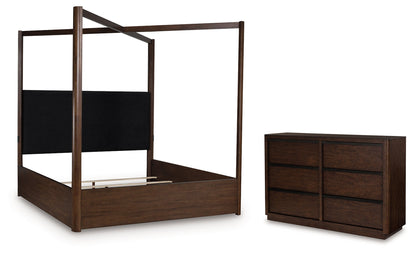 Dilenno Queen Canopy Bed with Dresser in Dark Brown from Ashley - Luna Furniture