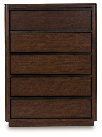 Dilenno Queen Canopy Bed with Mirrored Dresser and Chest in Dark Brown from Ashley - Luna Furniture
