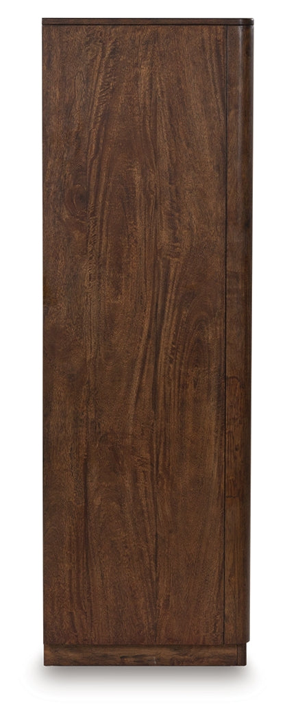 Dilenno Queen Canopy Bed with Mirrored Dresser and Chest in Dark Brown from Ashley - Luna Furniture