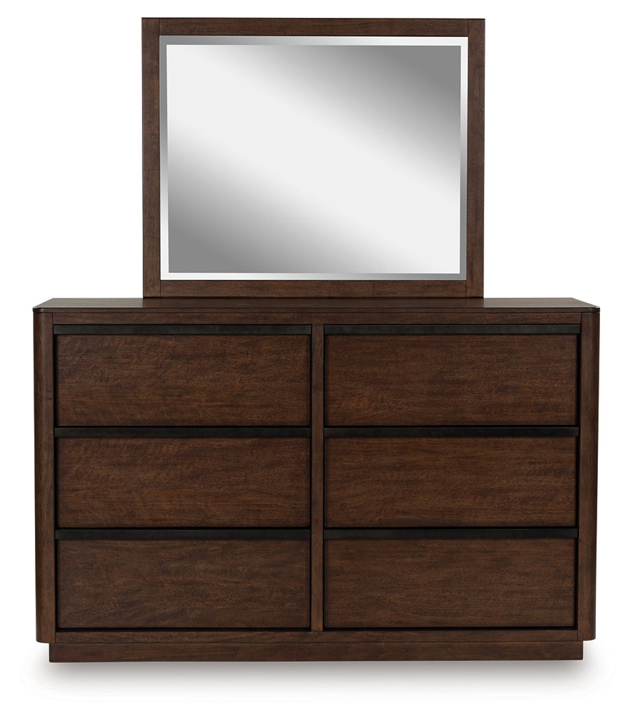 Dilenno Queen Canopy Bed with Mirrored Dresser in Dark Brown from Ashley - Luna Furniture