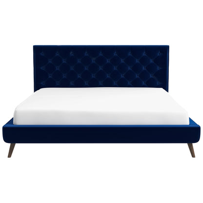 Dillon Blue Velvet Platform Bed (King Size) - BED00300202