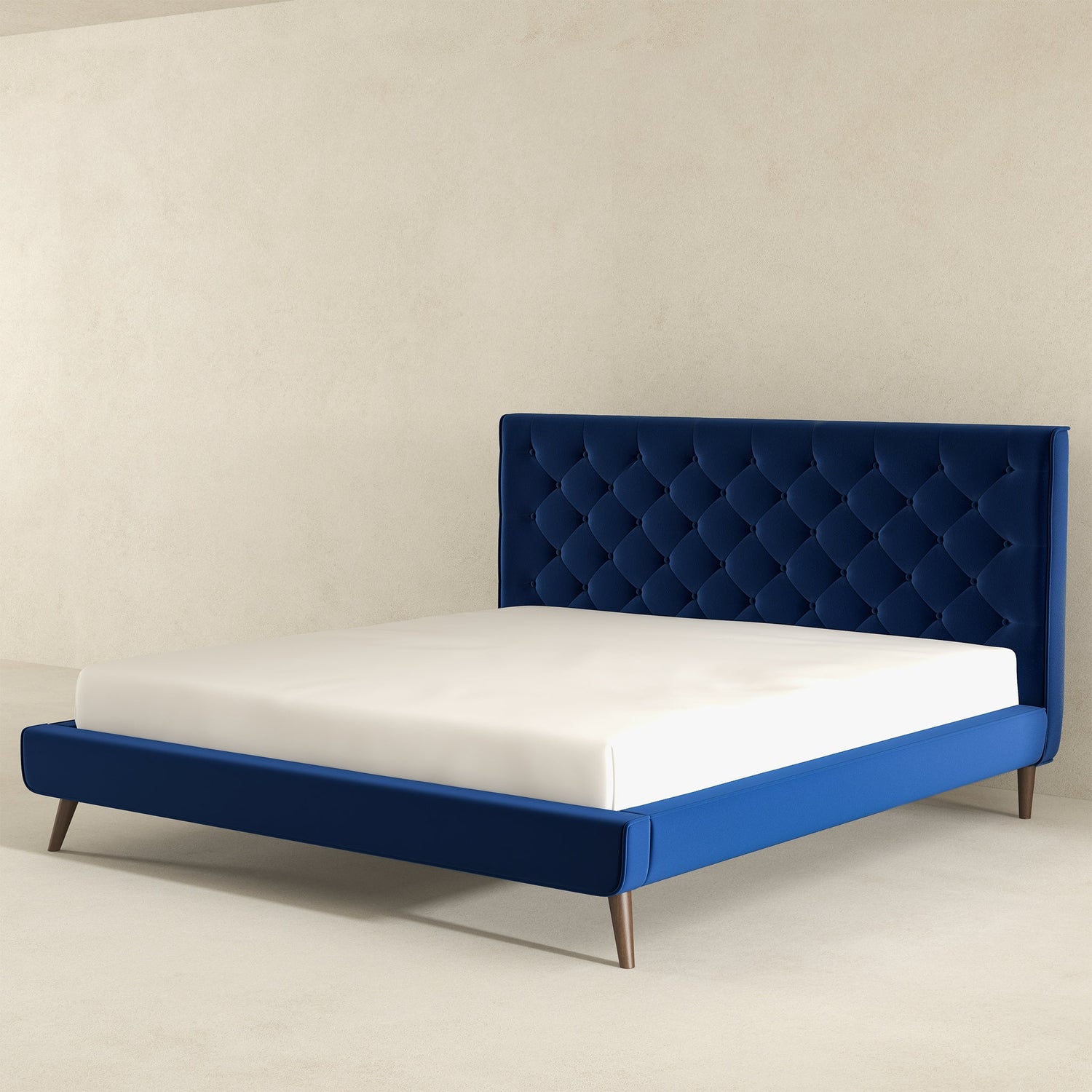 Dillon Blue Velvet Platform Bed (King Size) - BED00300202
