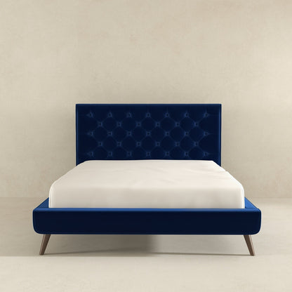 Dillon Blue Velvet Platform Bed (Queen Size) - BED00300201