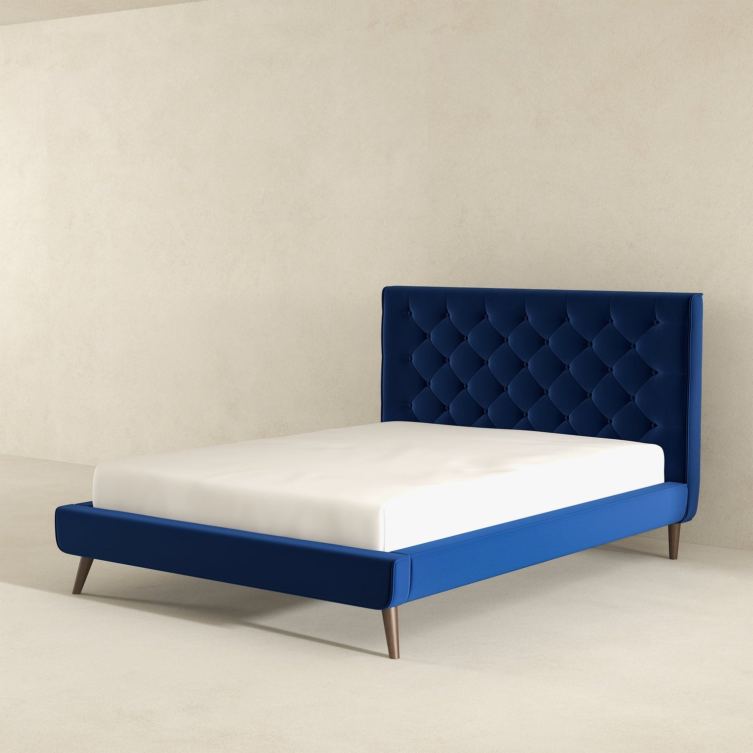 Dillon Blue Velvet Platform Bed (Queen Size) - BED00300201