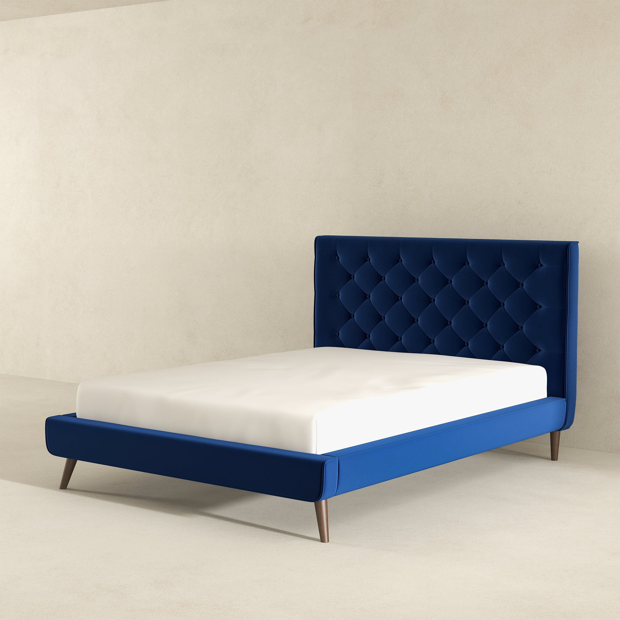 Dillon Blue Velvet Platform Bed (Queen Size) - BED00300201