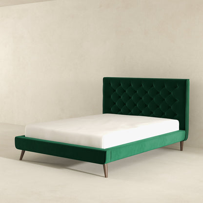 Dillon  Dark Green Velvet Platform Bed (Queen Size) - BED00300203