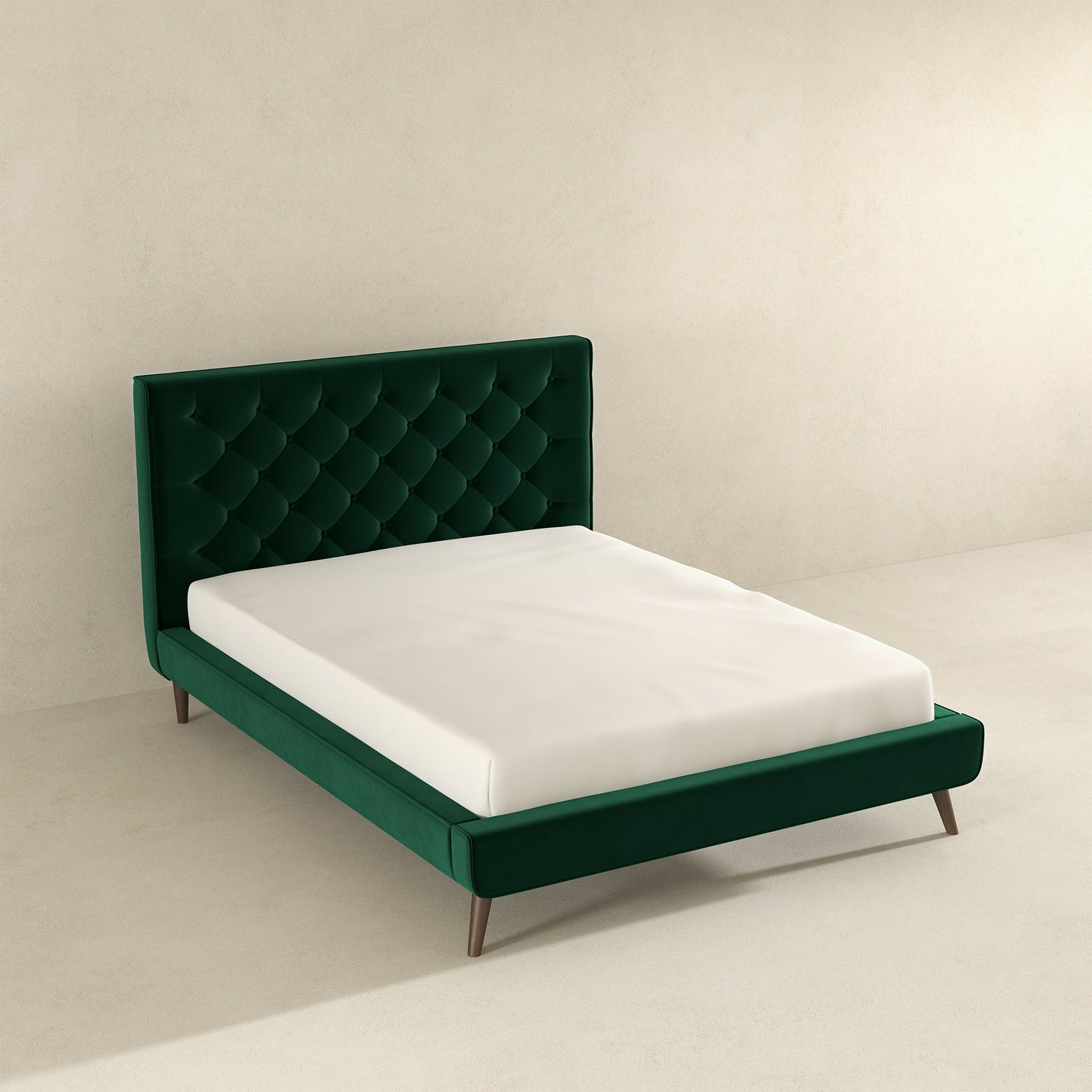Dillon  Dark Green Velvet Platform Bed (Queen Size) - BED00300203