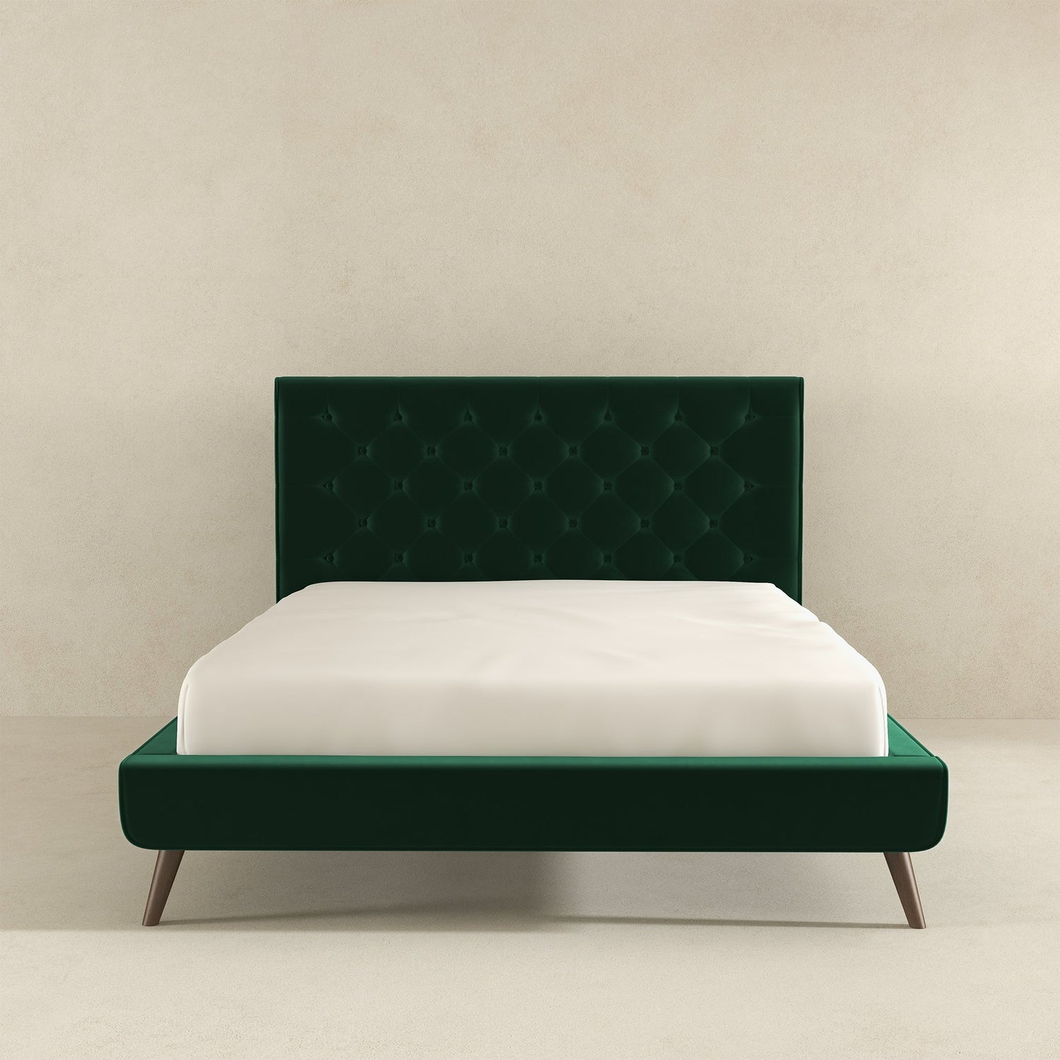 Dillon  Dark Green Velvet Platform Bed (Queen Size) - BED00300203